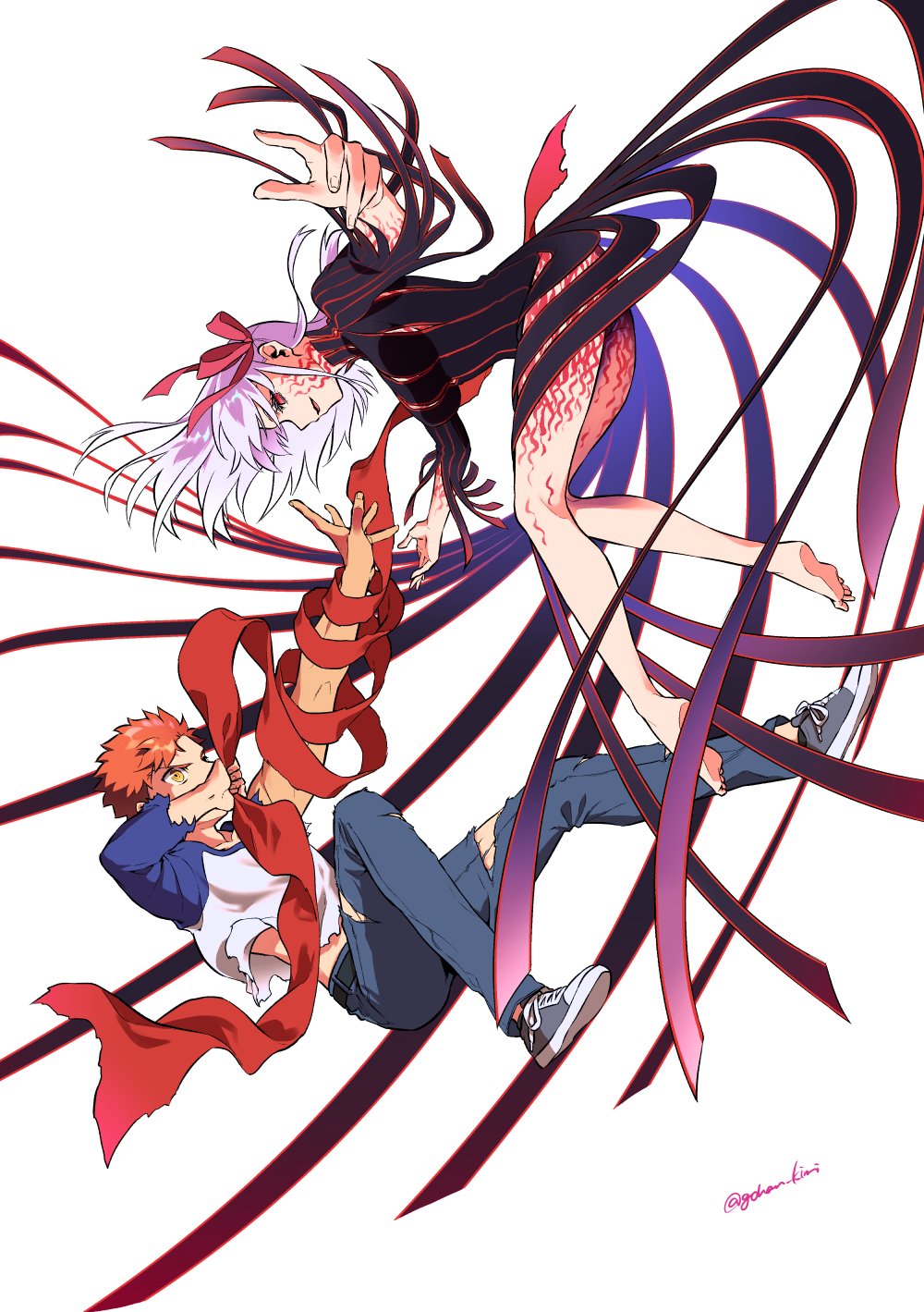 armor, armored_dress, black_keys_(type-moon), body_markings, command_spell, corruption, dark_persona, dark_sakura