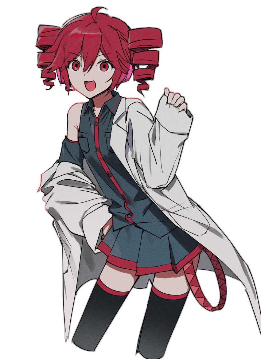 1girl, ahoge, coat, drill_hair, flat_chest, highres, kasane_teto, medium_hair