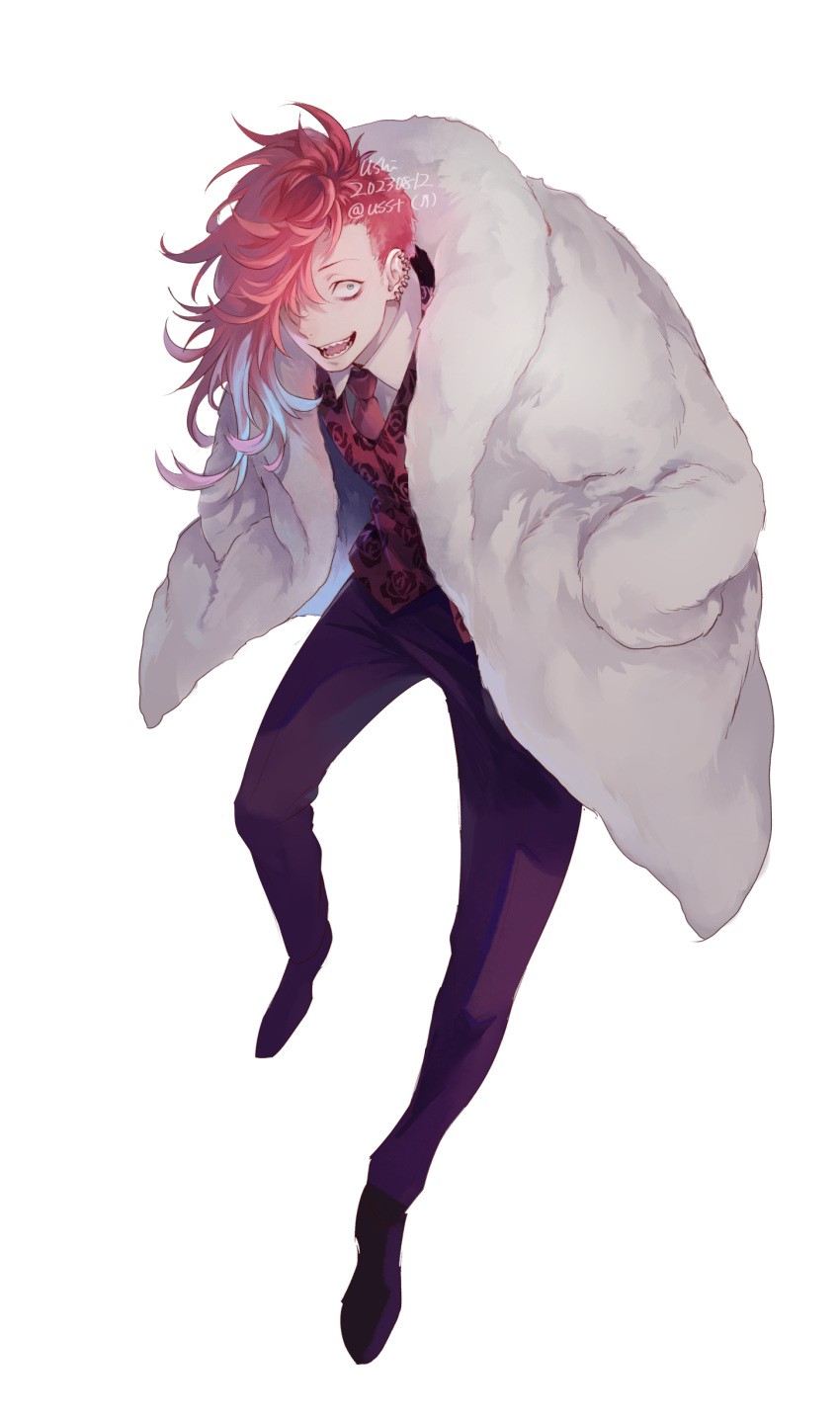 1boy, absurdres, akari_doppo, artist_name, ayashimon, black_pants, coat, dated