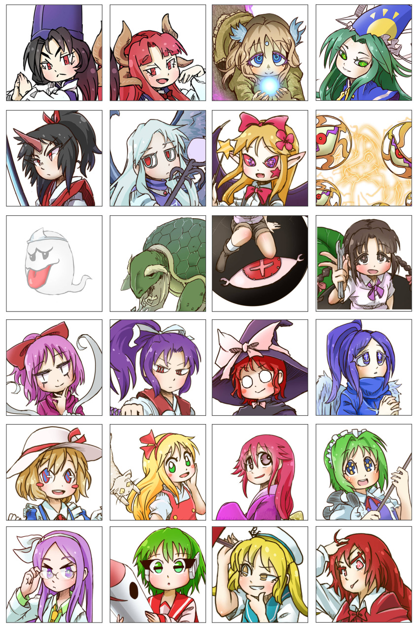 1boy, 3others, 6+girls, absurdres, anchor_symbol, angel, angel_wings, apron