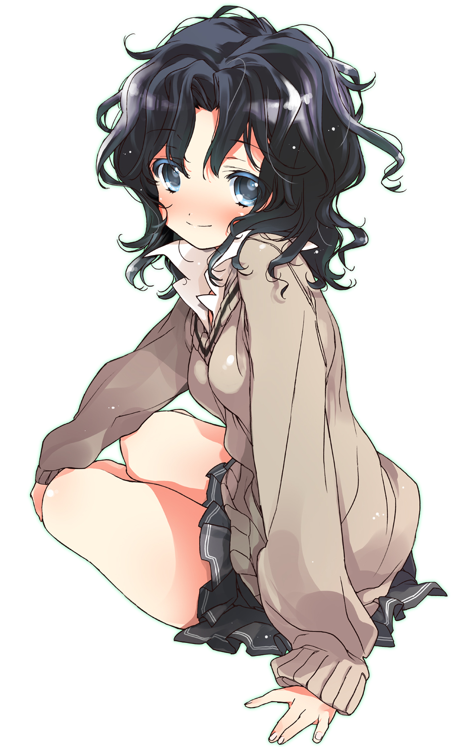 amagami, bad_id, black_hair, blue_eyes, blush, face, hands, highres