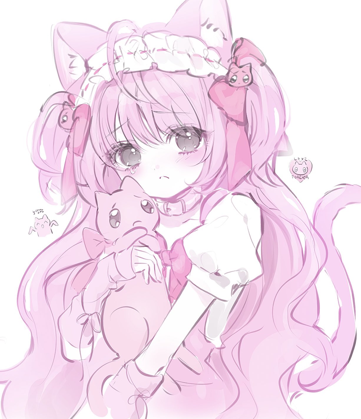 1girl, animal, animal_ear_fluff, animal_ears, arm_warmers, cat, cat_ears, cat_girl