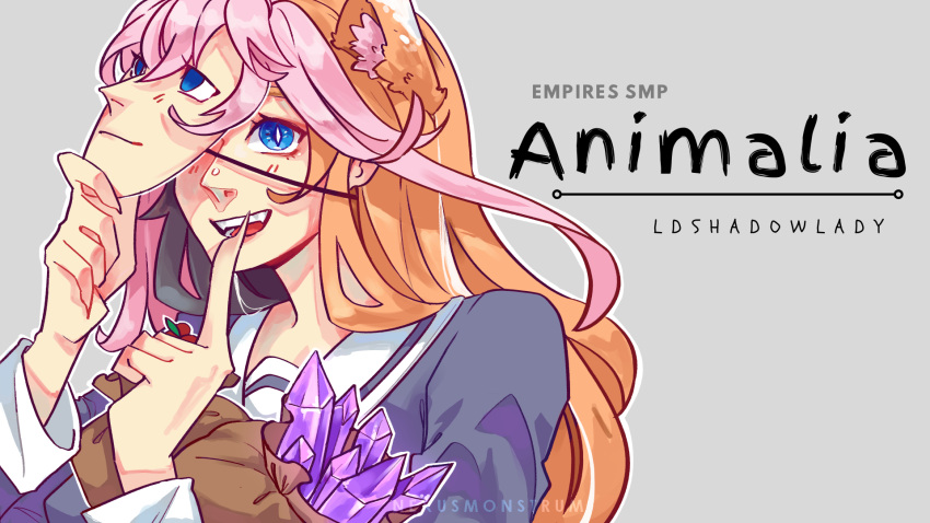 1girl, animal_ears, bag, berry, black_hair, blue_eyes, blush, calico