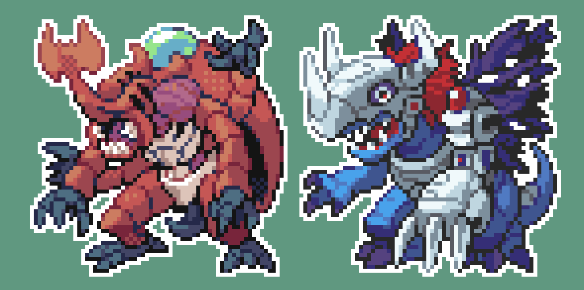 atlurkabuterimon, atlurkabuterimon_(red), beetle, blue_skin, bug, carapace, claws, colored_skin