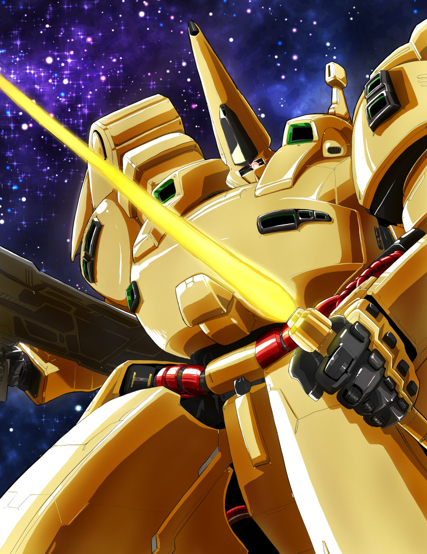 absurdres, beam_rifle, beam_saber, commentary_request, energy_gun, glowing, gundam, highres