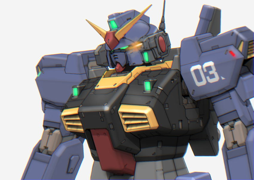 aqua_eyes, aron_e, commentary_request, firing, glowing, glowing_eyes, gun, gundam