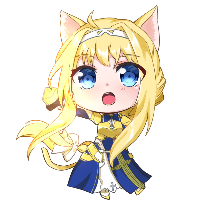 :o, absurdres, alice_zuberg, animal_ears, armor, blonde_hair, blue_eyes, breastplate