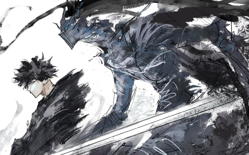 1boy, armor, black_hair, full_armor, highres, hood, hoodie, igris_(solo_leveling)