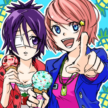 chrome_dokuro, eyepatch, ice_cream, katekyo_hitman_reborn, mm_(reborn), necklace, point, purple_hair