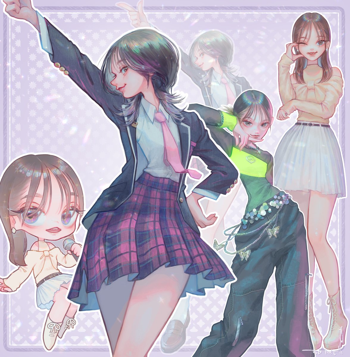 1girl, animification, belt, black_belt, black_hair, black_jacket, black_pants, blazer