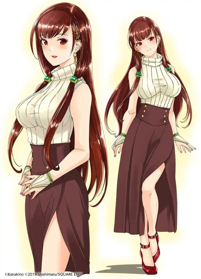 1girl, character_profile, ibarakino, karma_abyss, long_hair, open_mouth, shishimaru, square_enix