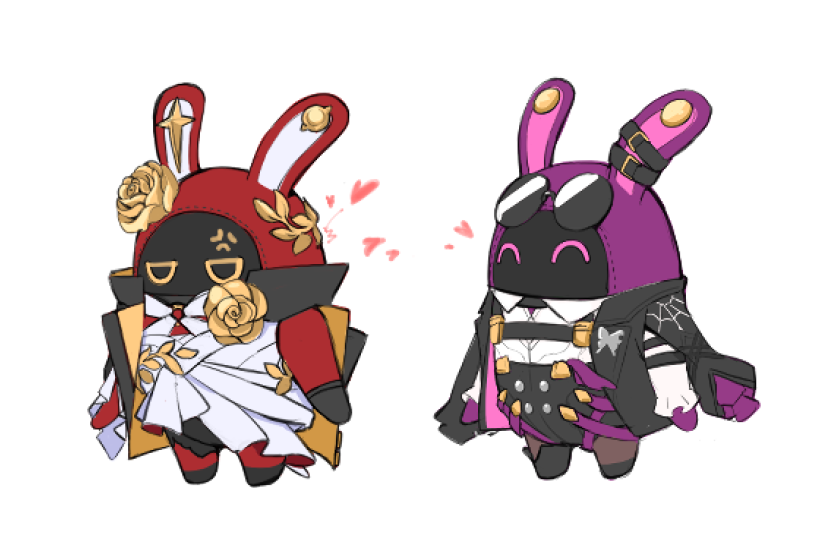 2others, ^_^, anger_vein, bangboo_(zenless_zone_zero), belt, chewinggum_p, chibi, closed_eyes