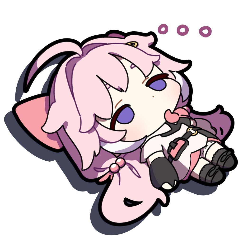 1girl, ahoge, chibi, chibi_only, encore_(wuthering_waves), full_body, kenji_uz, long_hair