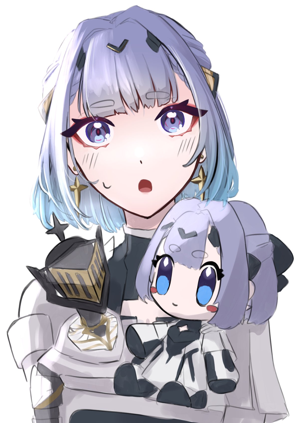 0ekakikuzira, 1girl, alisa_(punishing:_gray_raven), black_bodysuit, blue_eyes, blue_hair, bodysuit, cecilie_(pgr)