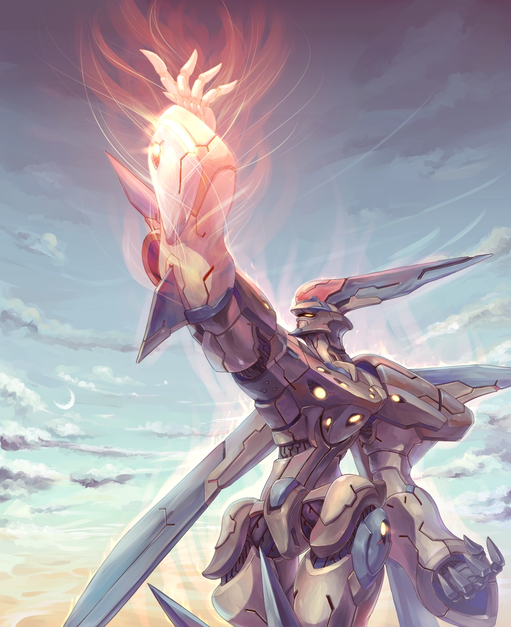 energy, highres, mecha, original_weltall, sky, super_robot, xenogears