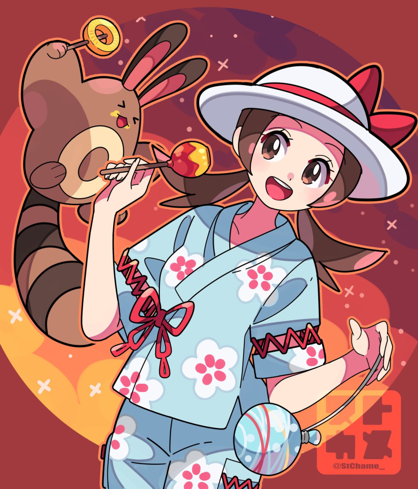 >_<, :d, adapted_costume, alternate_costume, animal_ears, blue_shirt, blue_shorts, bow