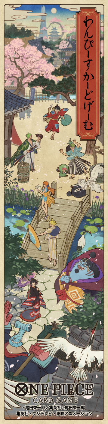 2girls, 6+boys, bird, black_hair, blonde_hair, blue_hair, blue_kimono, blue_skin
