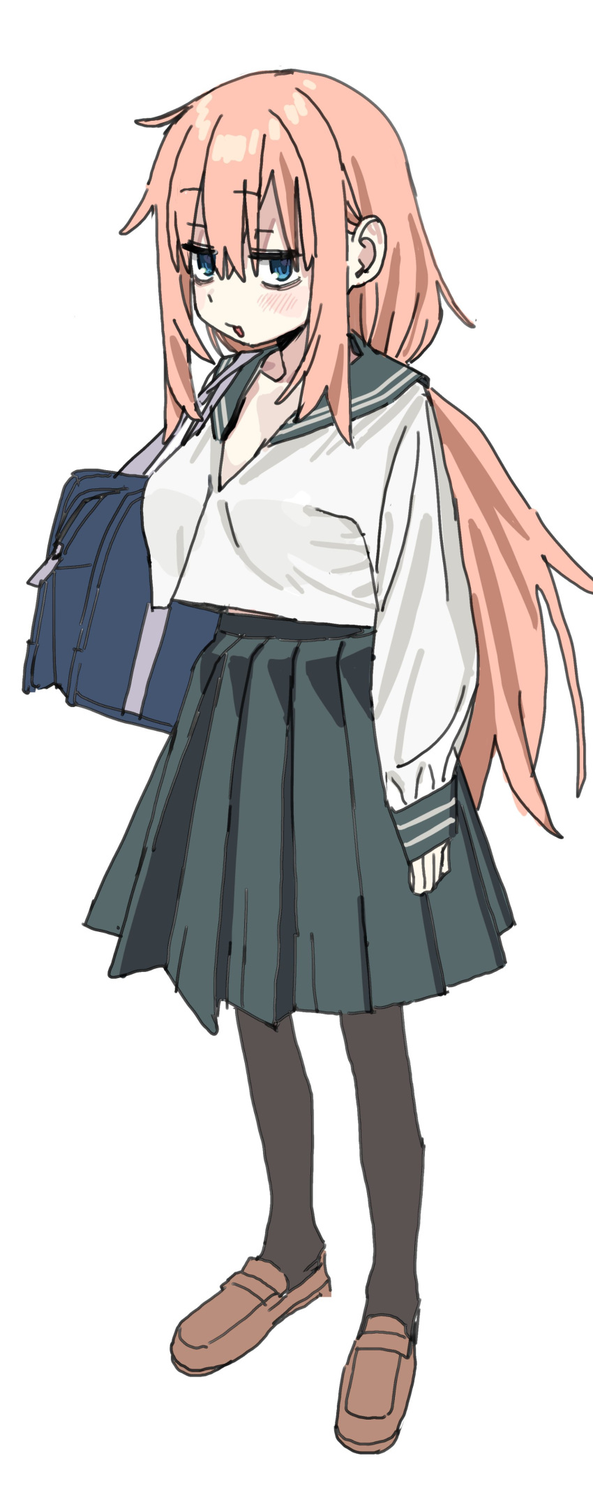 1girl, absurdres, bag, bags_under_eyes, blue_eyes, breasts, highres, imamura_ryou