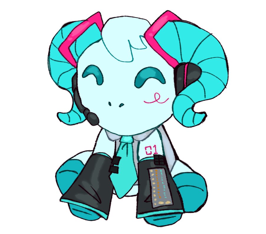 ^_^, animal, animal_focus, aqua_necktie, blue_fur, blush, closed_eyes, clothed_animal