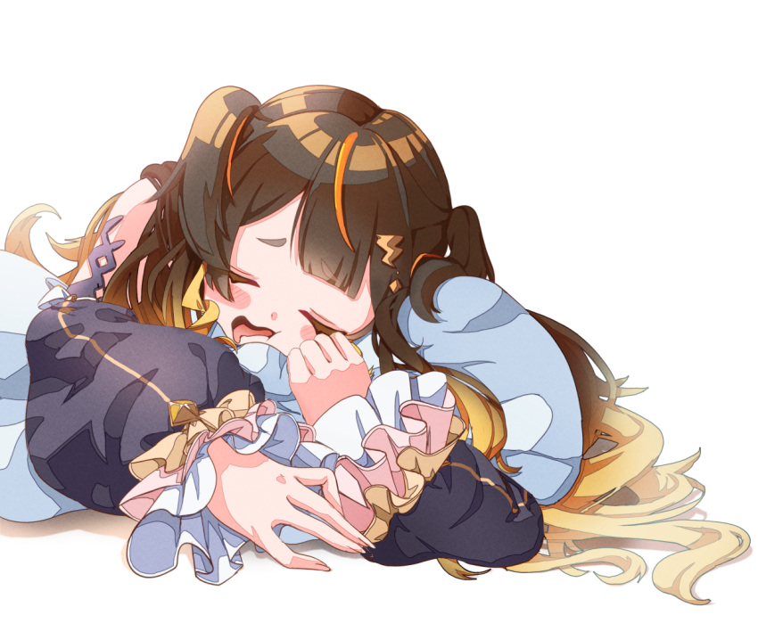 1girl, animal_ears, anya_melfissa, anya_melfissa_(1st_costume), black_dress, black_sleeves, blonde_hair, blush_stickers