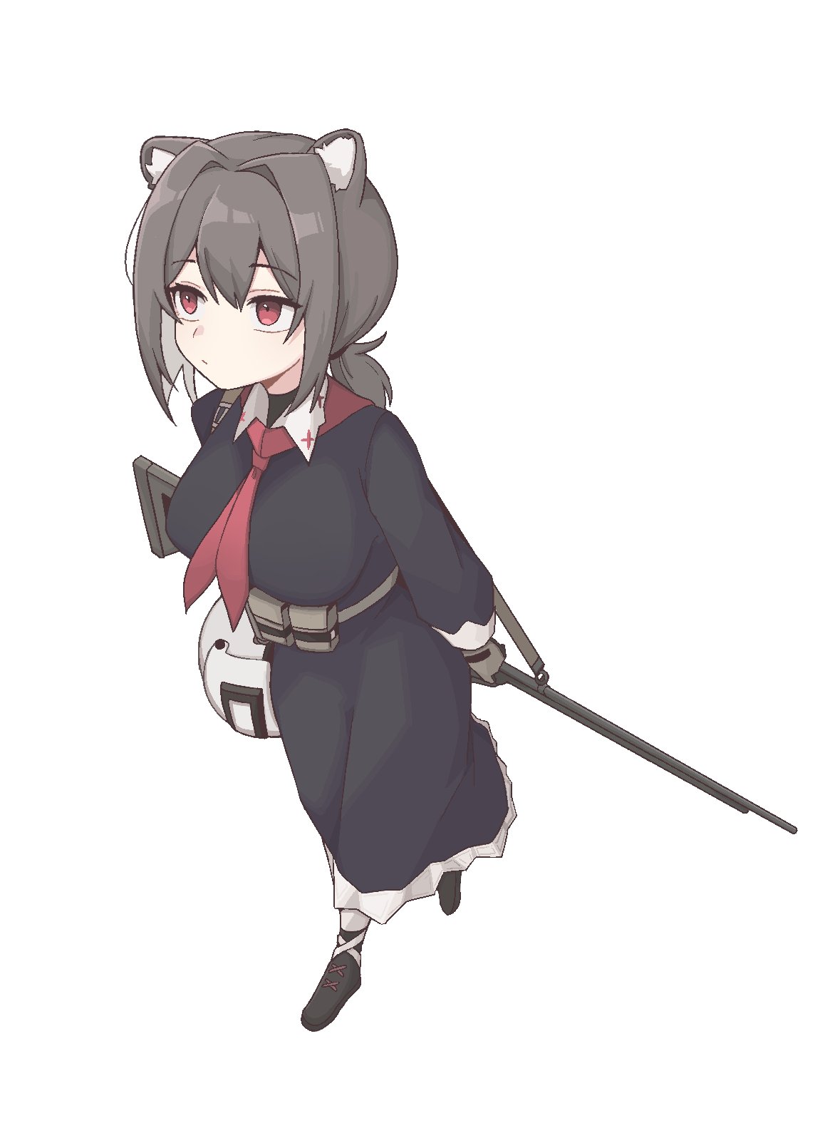 1girl, absinthe_(arknights), absinthe_(noon_twilight)_(arknights), animal_ears, arknights, belt, belt_pouch, black_dress