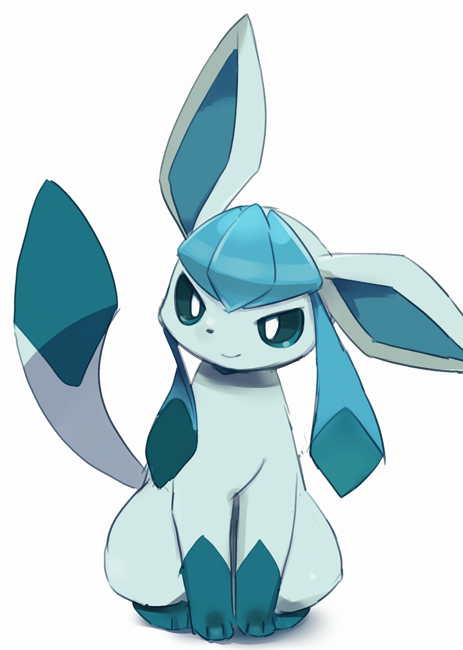 blue_eyes, blue_fur, choko_(sweetpocket), closed_mouth, glaceon, highres, looking_to_the_side, no_humans