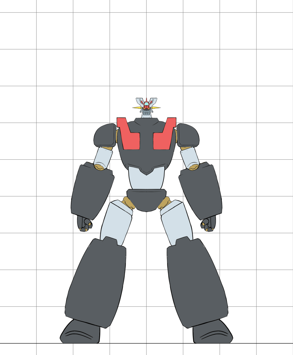 clenched_hands, full_body, looking_at_viewer, mazinger_(series), mazinger_z, mazinger_z_(mecha), mecha, mobuseibihei