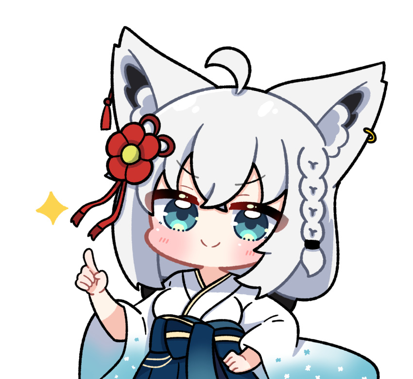 1girl, ahoge, animal_ear_fluff, animal_ear_piercing, animal_ears, aqua_eyes, arm_up, blush