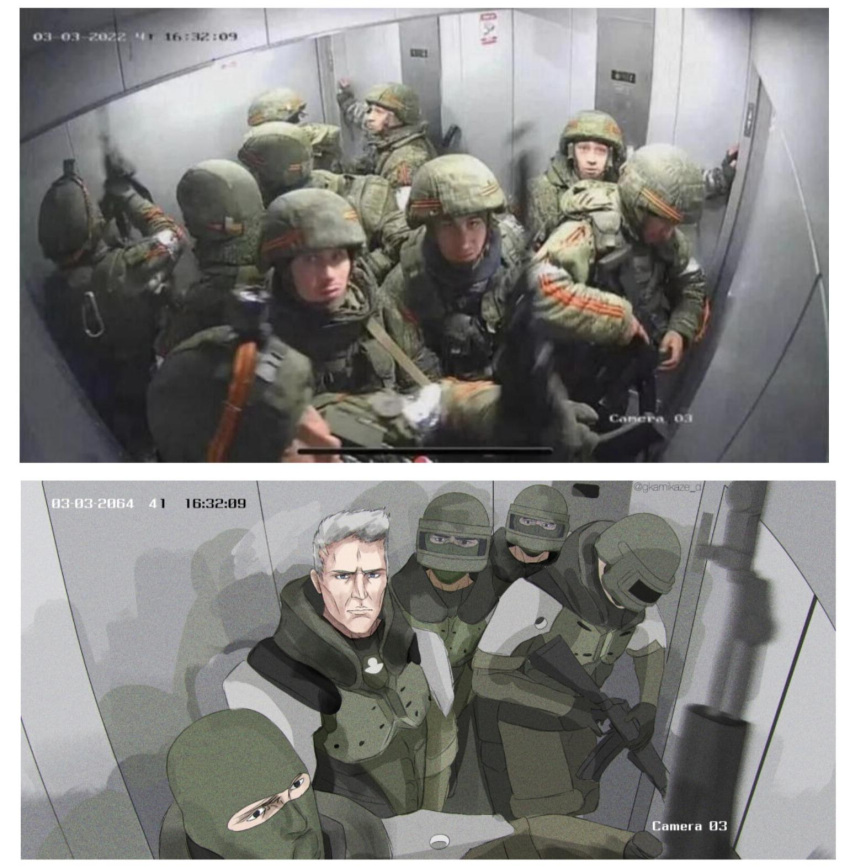 armor, assault_rifle, elevator, girls_frontline, kcco_(girls&amp;#039;_frontline), kcco_(girls_frontline), military, multiple_boys, real_life, russian, russian_army, scene_reference, trigger_discipline