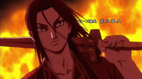 1boy, animated_gif, ei_sei_(kingdom), fire, kingdom, kingdom_(series), sword