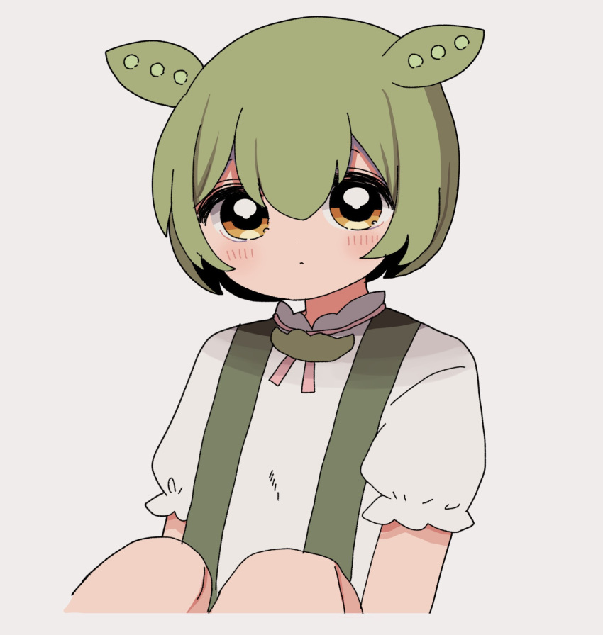 1girl, bad_id, bad_twitter_id, blush, closed_mouth, collared_shirt, commentary_request, cropped_torso