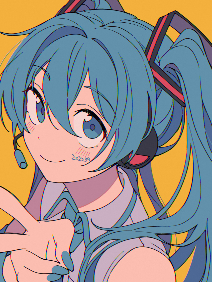 1girl, 39, absurdres, aqua_nails, chromatic_aberration, closed_mouth, hair_between_eyes, hand_up