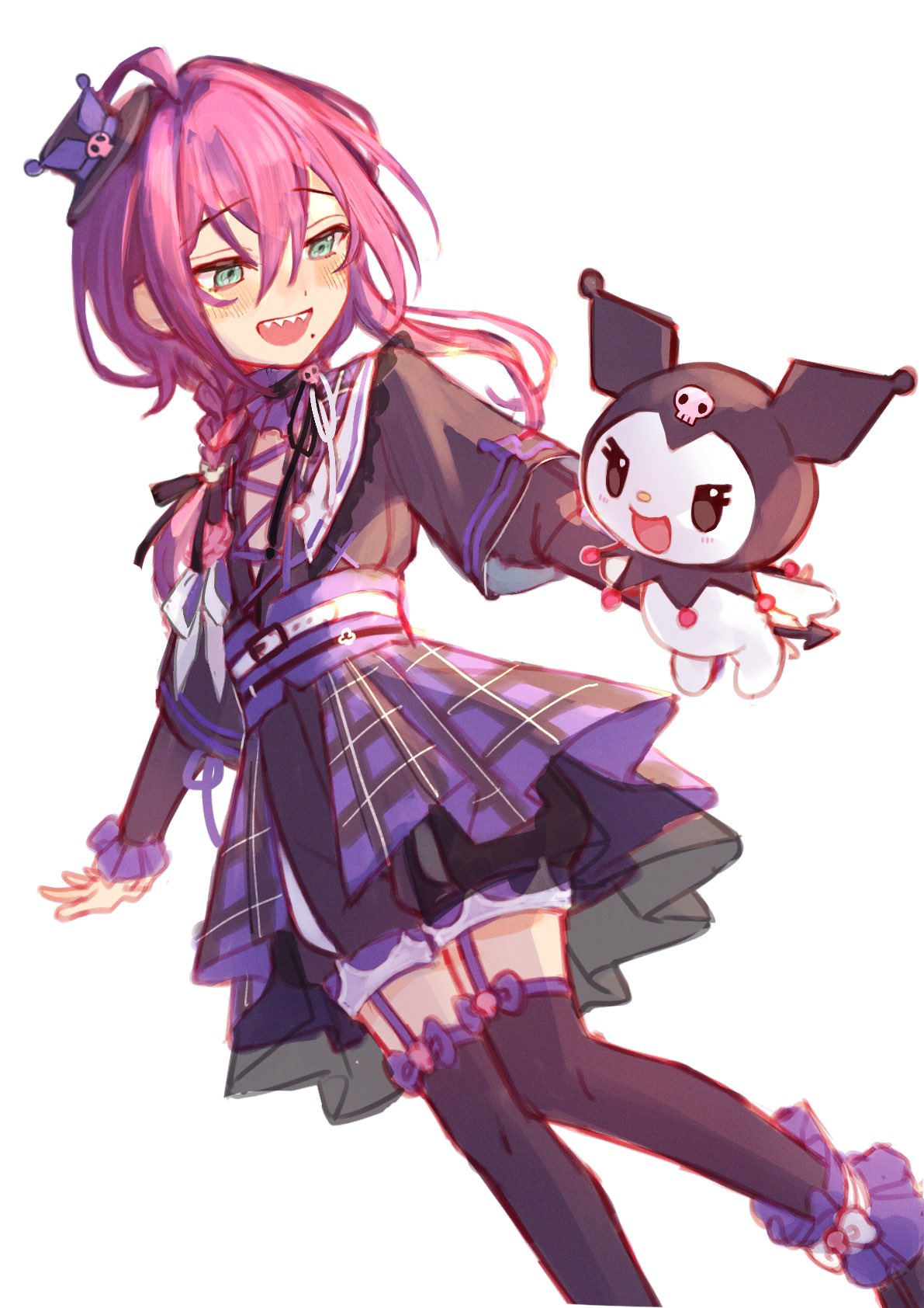 1boy, :d, aged_down, androgynous, ayase_mayoi, ayase_mayoi_(cherished_cutie), black_thighhighs, ensemble_stars!