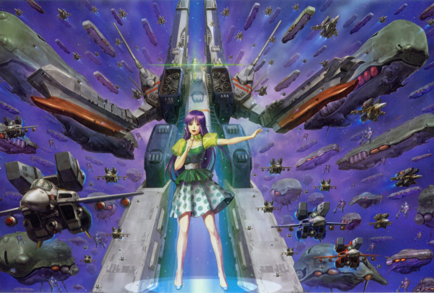 alien, choujikuu_yousai_macross, dress, epic, esbeliben, fleet, floating, highres