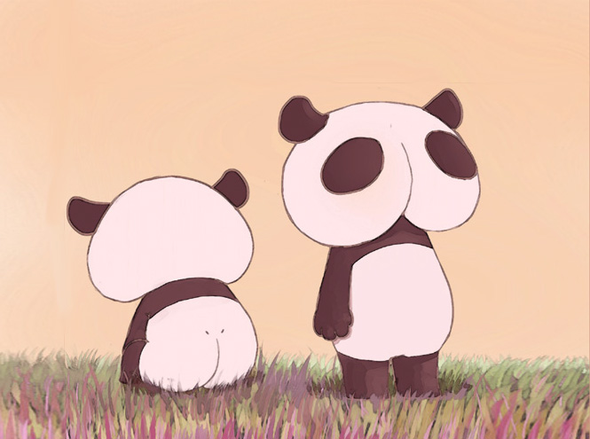 grass, nakashima_(middle_earth), no_humans, original, panda, shiri_panda, sitting
