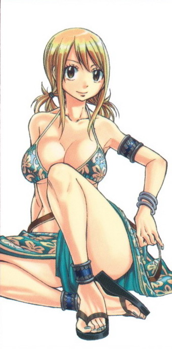 bikini, bikini_skirt, blonde_hair, breasts, brown_eyes, cleavage, fairy_tail, large_breasts