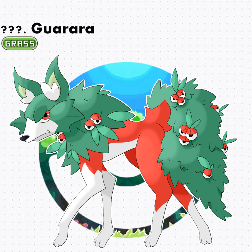 fakemon, fakemon_(creature), fruit, fruit_eyes, grass, guarana, jhonnyboyarts, monster
