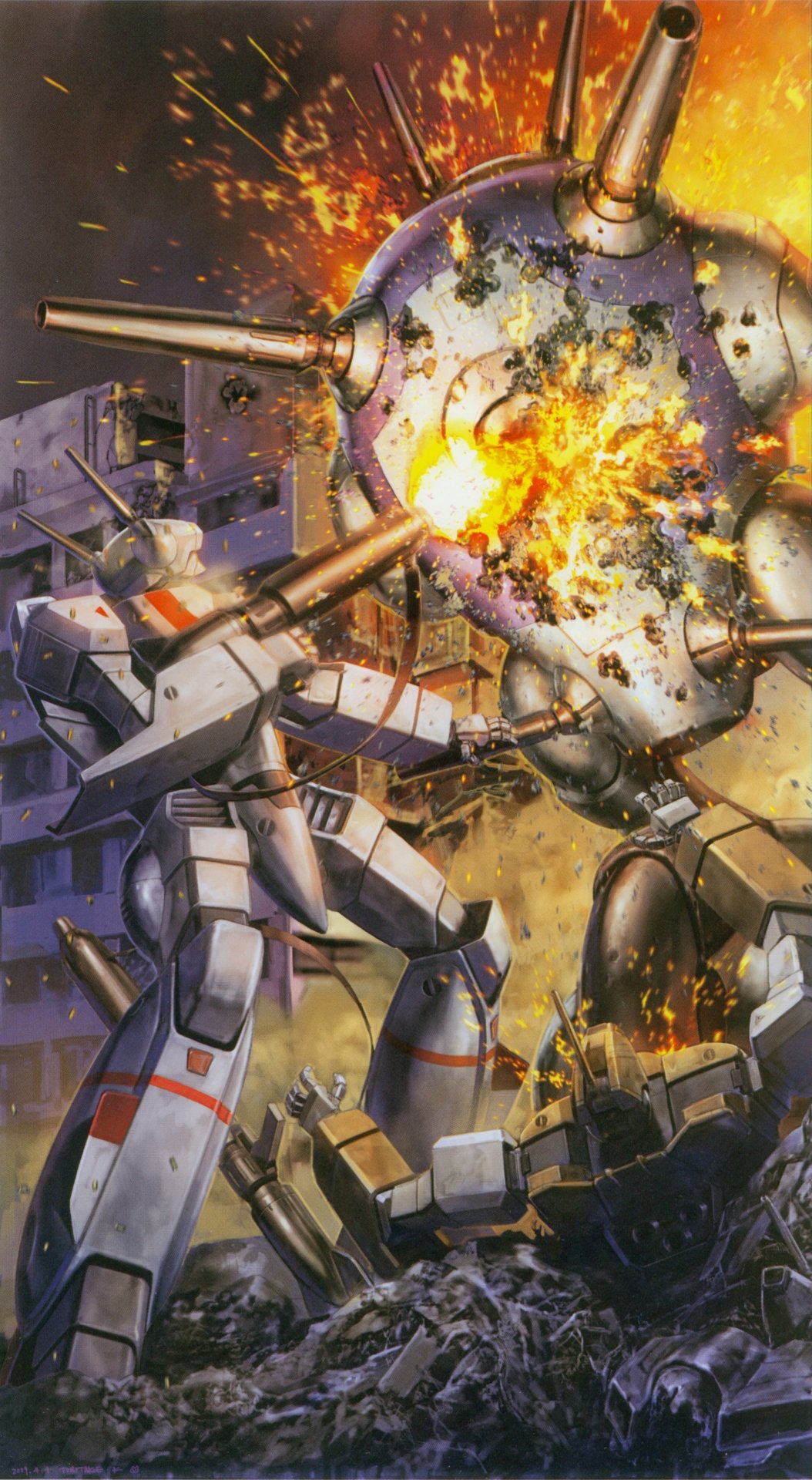 battle, building, cannon, choujikuu_yousai_macross, city, damaged, death, esbeliben