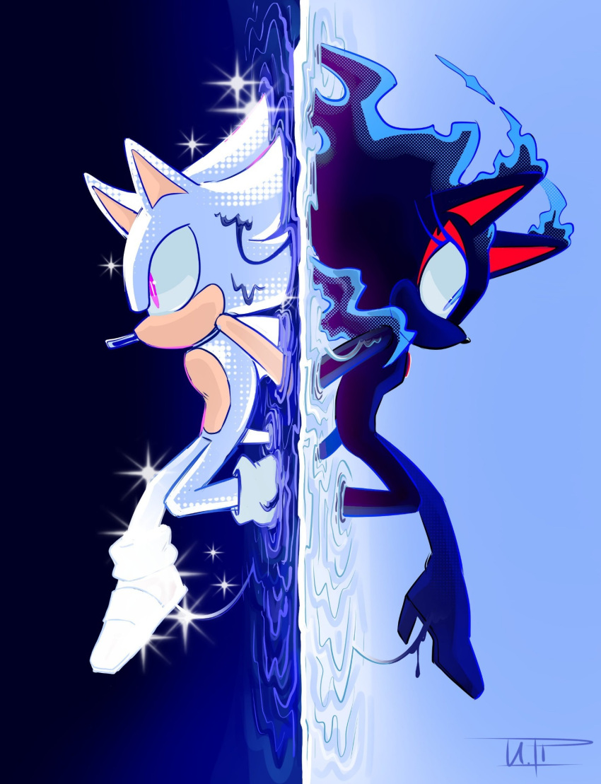1boy, 1girl, animal_ears, animal_nose, blaze_the_cat, blaze_the_cat_(beta_design), blue_eyes, commentary
