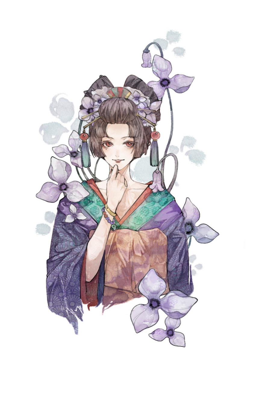 1girl, alternate_costume, bead_bracelet, beads, black_hair, bracelet, chinese_commentary, collarbone