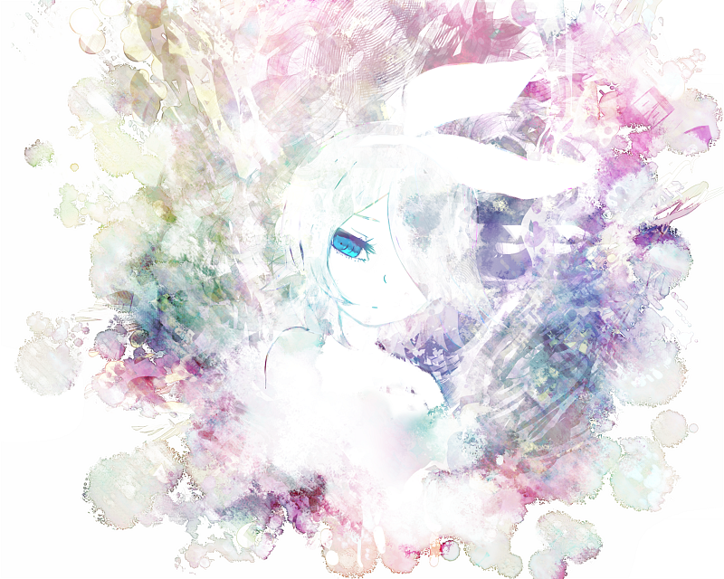 blue_eyes, faux_traditional_media, headgear, kagamine_rin, short_hair, tadano_shiroko, vocaloid
