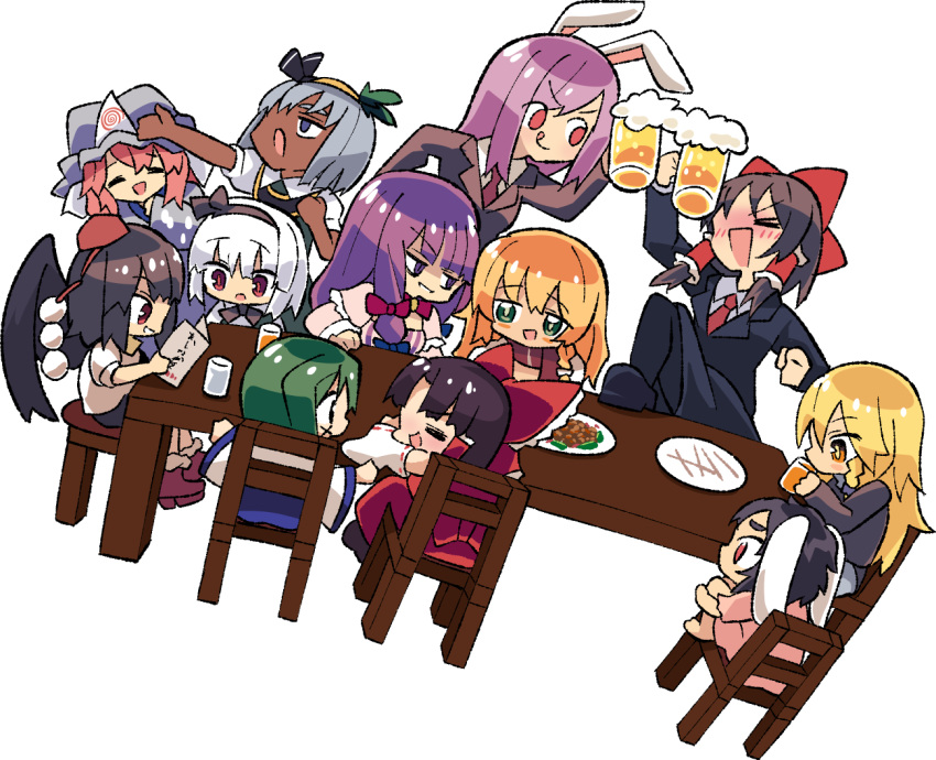 6+girls, =_=, aika_(cookie), animal_ears, asatsuki_(cookie), benikurage_(cookie), black_hair, blazer