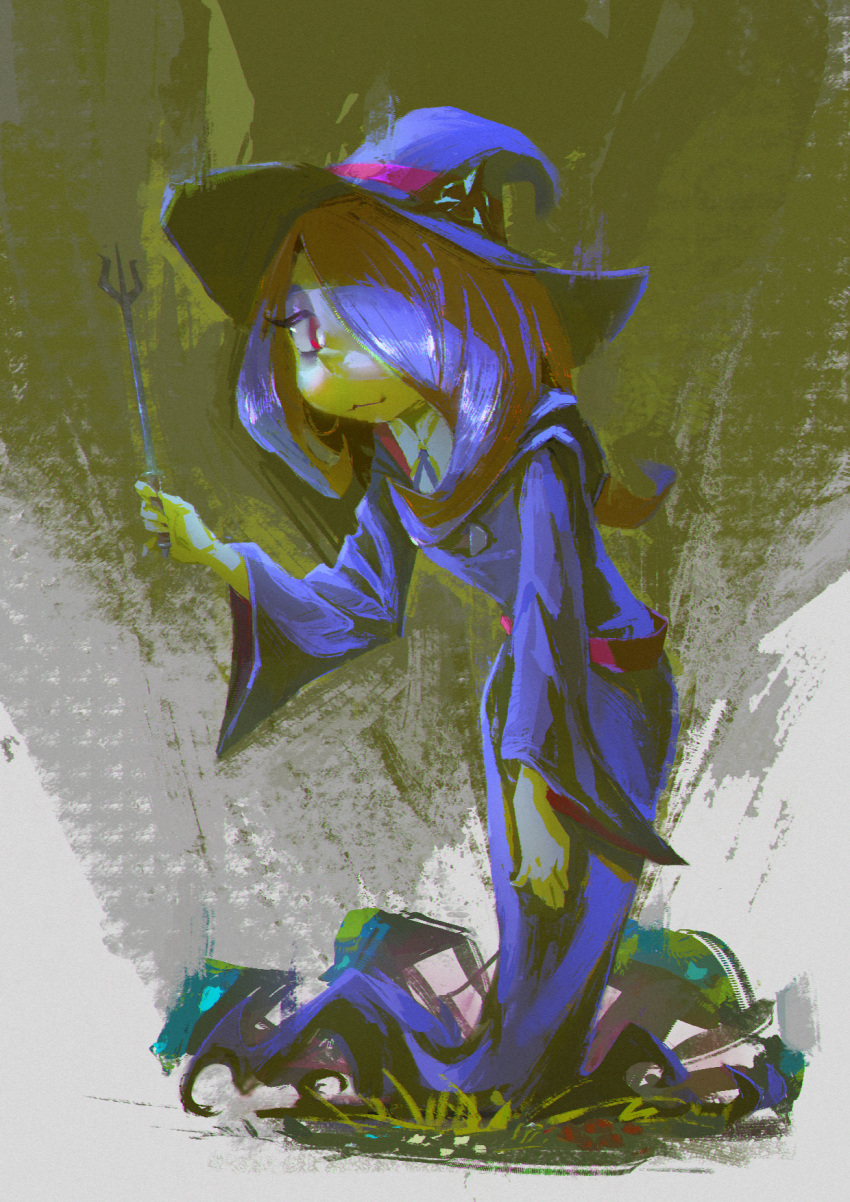 1girl, :3, belt, blue_hat, blue_robe, bright_pupils, closed_mouth, commentary