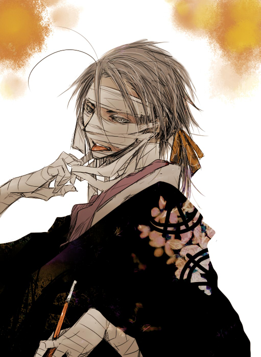 bandages, hsg_(pm400), japanese_clothes, male, ootani_yoshitsugu, sengoku_basara, solo, tongue
