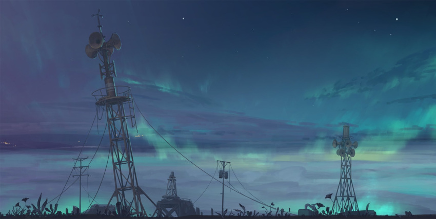 aurora, clouds, fag, highres, night, night_sky, no_humans, original