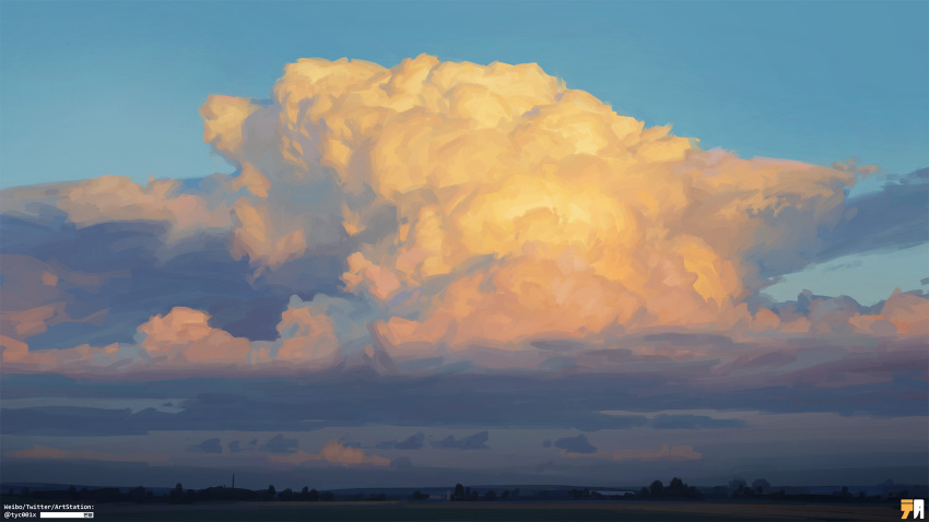 artist_logo, artist_name, blue_sky, clouds, highres, no_humans, original, outdoors