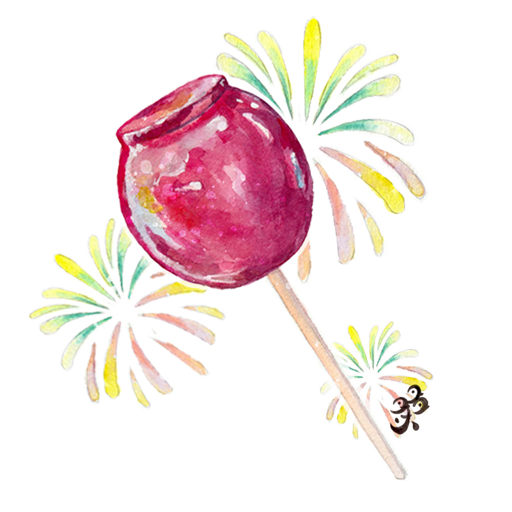 candy_apple, food, food_focus, kk2180, no_humans, original, painting_(medium), still_life, traditional_media, watercolor_(medium), white_background