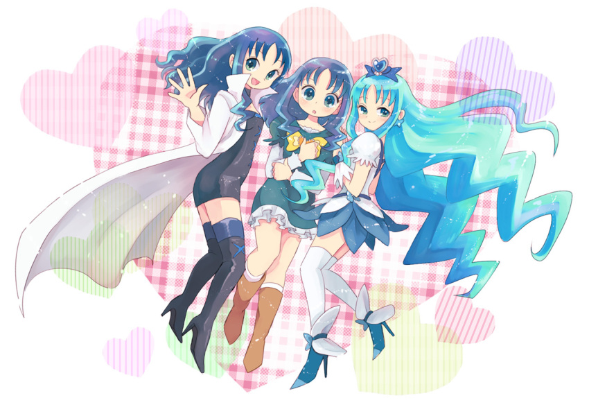 blue_eyes, blue_hair, cure_marine, cure_marine_mirage, dark_persona, heart, heartcatch_precure!, kurumi_erika