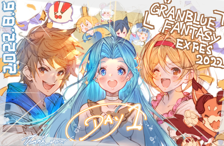 2boys, absurdres, ahoge, blonde_hair, blue_eyes, blue_hair, blue_hoodie, bridal_gauntlets