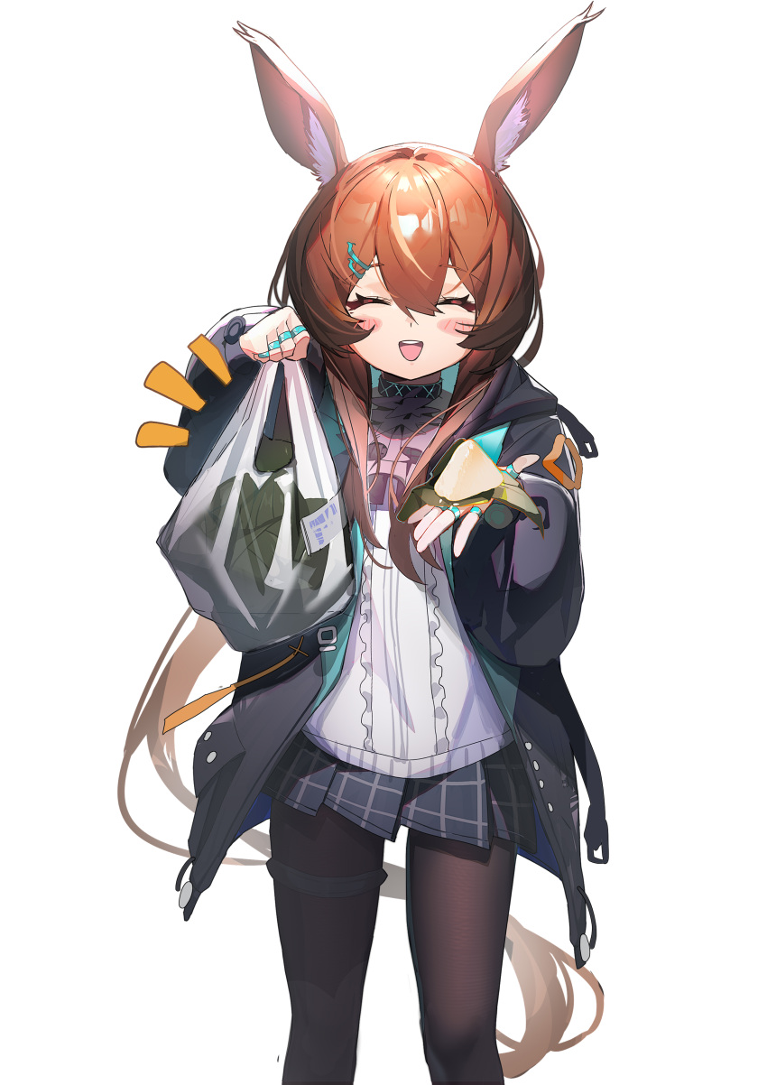 1girl, :d, absurdres, aged_down, amiya_(arknights), animal_ears, arknights, ascot